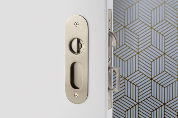 Emtek Narrow Oval Modern Pocket Door Mortise Lock - Image 5