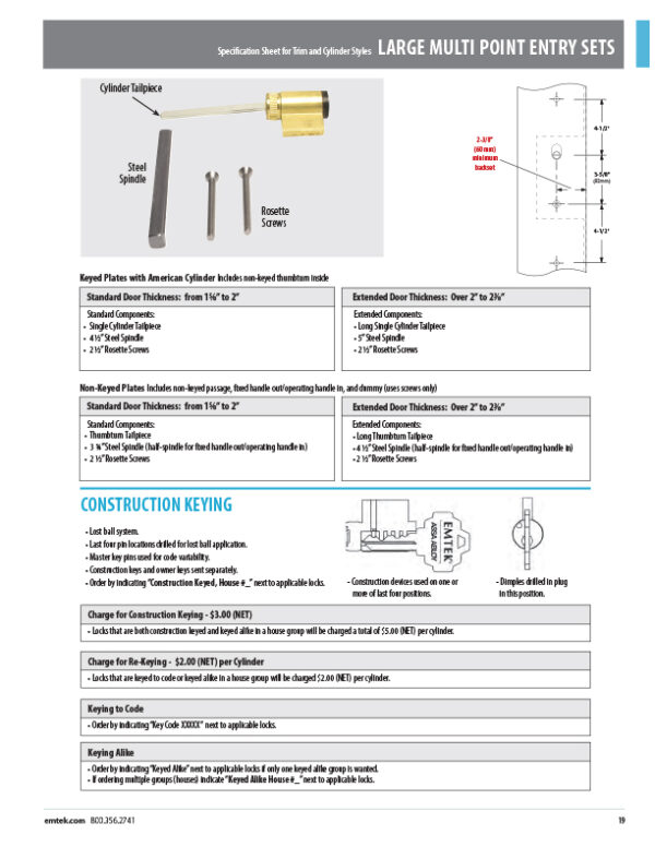 Brass Melrose Large Multi Point Entry Sets - Image 3